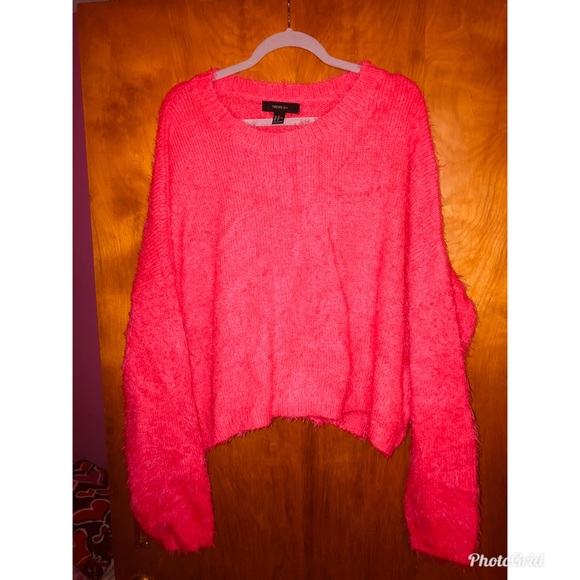 Cropped Pink Furry Sweater - Picture 1 of 1